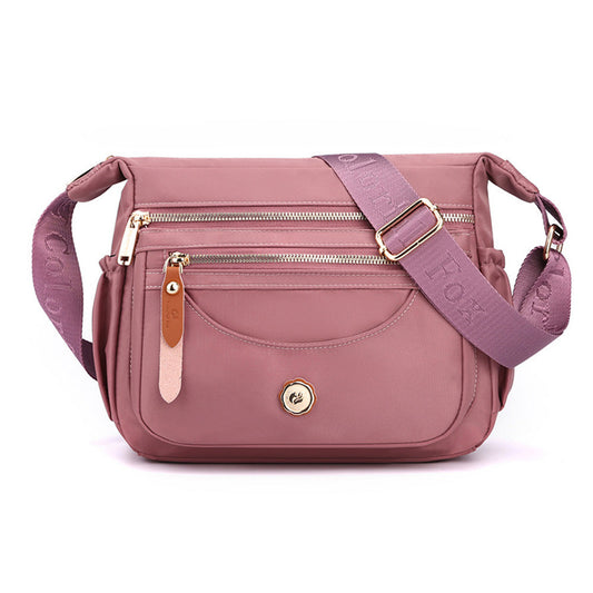 Multi-Pocket Crossbody Bag for Women Water Resistant Nylon Shoulder Messenger Bag Trendy Pocketbooks Dusty Rose
