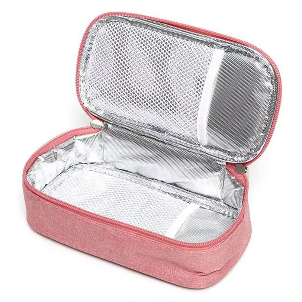 Insulated Insulin Cooling Bag ââ‚?Multi-Layer Medical Travel Cooler Pink