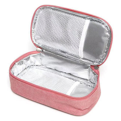 Insulated Insulin Cooling Bag ââ‚?Multi-Layer Medical Travel Cooler Pink