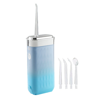 Mini Portable Oral Irrigator Rechargeable Water Dental Flosser With Stretchable Water Tan-Blue