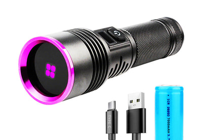 365nm Black Light UV Flashlight With LCD Display Rechargeable Torch Lamp