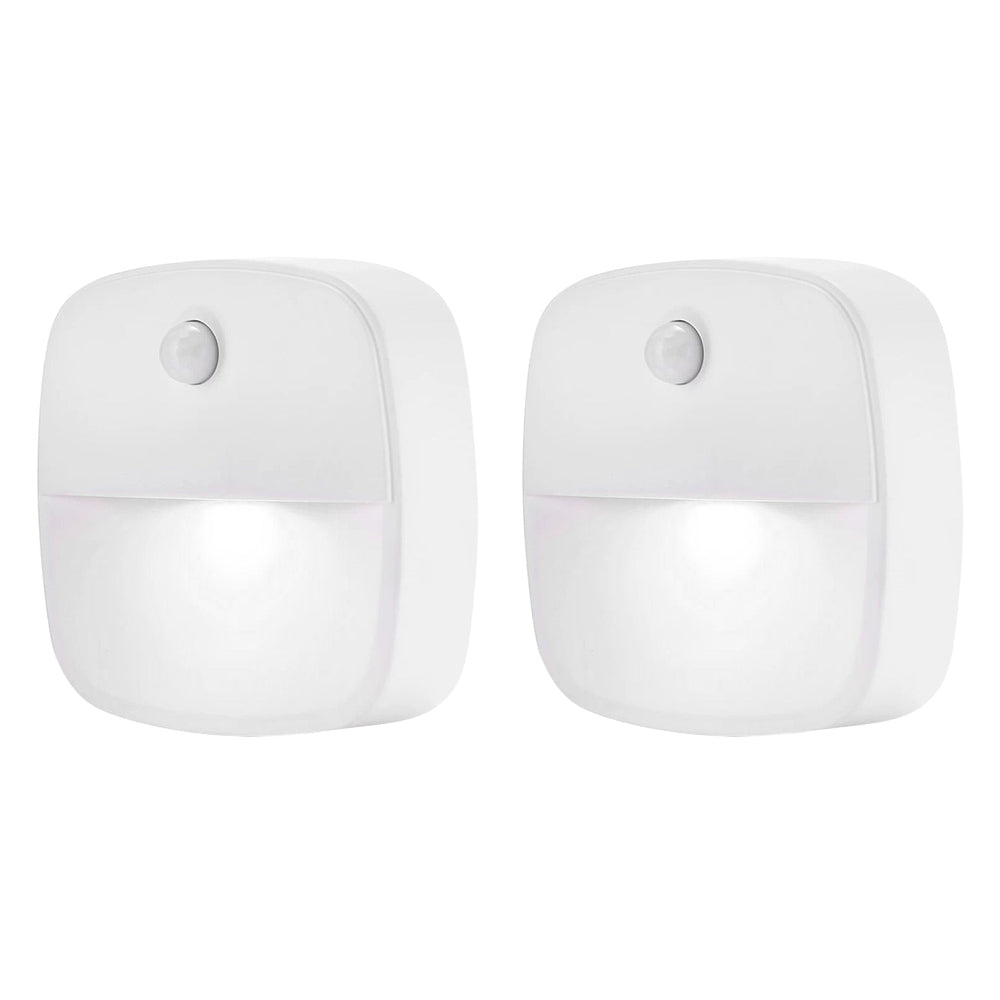 2pcs Motion Sensor Closet Lights Indoor Stair Lights Cordless LED Step Night Light for Under Cabinet Hallway-White