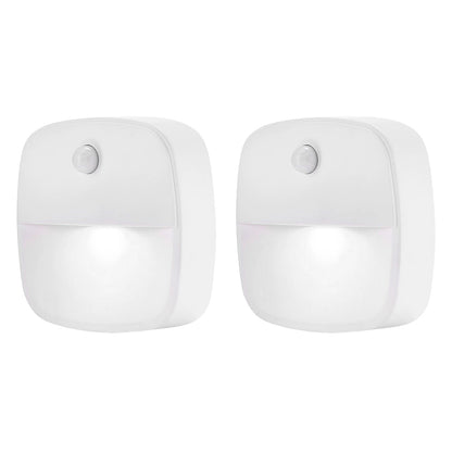 2pcs Motion Sensor Closet Lights Indoor Stair Lights Cordless LED Step Night Light for Under Cabinet Hallway-White