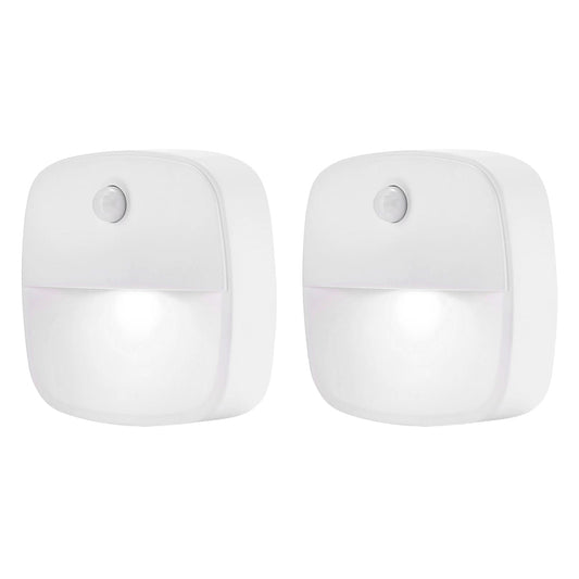 2pcs Motion Sensor Closet Lights Indoor Stair Lights Cordless LED Step Night Light for Under Cabinet Hallway-White