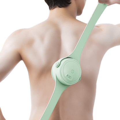 Electric Body Back Scrubber for Shower Dual Handle Bath Brush for Exfoliating Massage Green