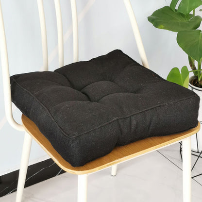 Thickened PP Cotton Padded Chair Seat Cushion with Rolled Edge - Black
