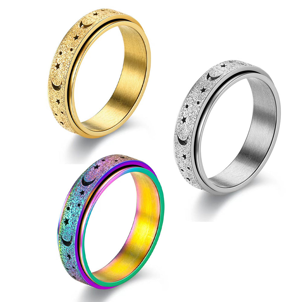 3Pcs Spinner Ring Stainless Steel Fun Playful Rotating Rings Ring Size AU Y