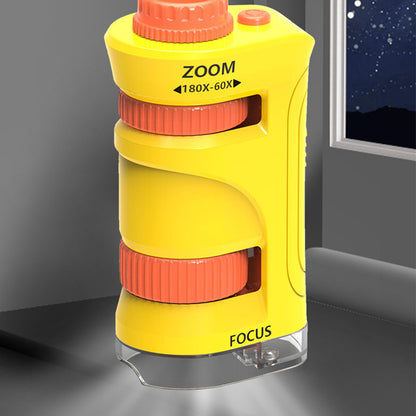 60X-180X Pocket Microscope Educational Science Kit for Kids-Yellow