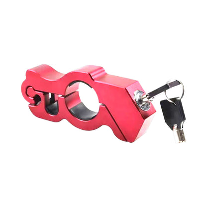 Motorcycle Bicycle Handlebar Anti-Theft Lock Grip Security Accessory Red