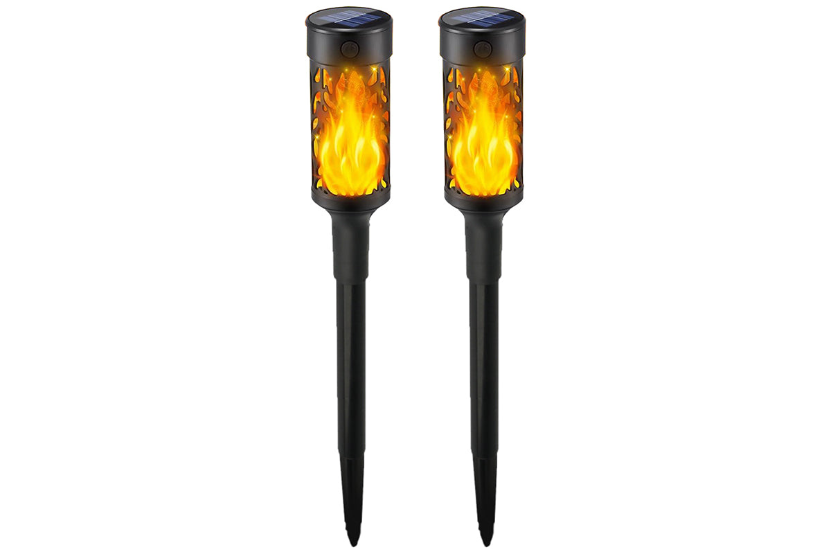 2Pcs Solar LED Tiki Torch With Flickering Flame Solar Outdoor Light