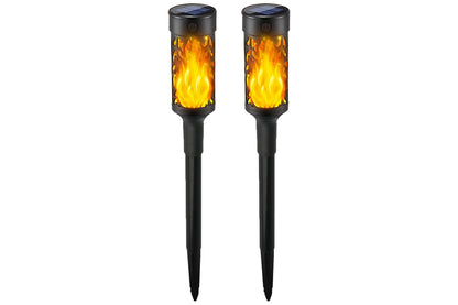 2Pcs Solar LED Tiki Torch With Flickering Flame Solar Outdoor Light