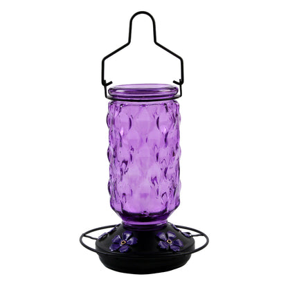 Stained Glass Hummingbird Feeder Wide Mouth Garden Decor-Purple