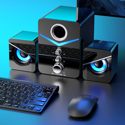 Surround Sound System LED Speakers Bluetooth/USB Wired Audio Speaker for Computer PC Gaming Bass