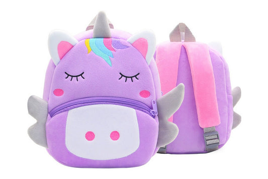 Cute Plush Little Girls Boys Animal Backpacks-Purple