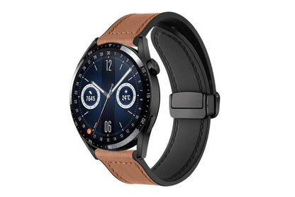 Attractive Leather Watch Band Genuine Leather Strap For Samsung Huawe-Dark Brown