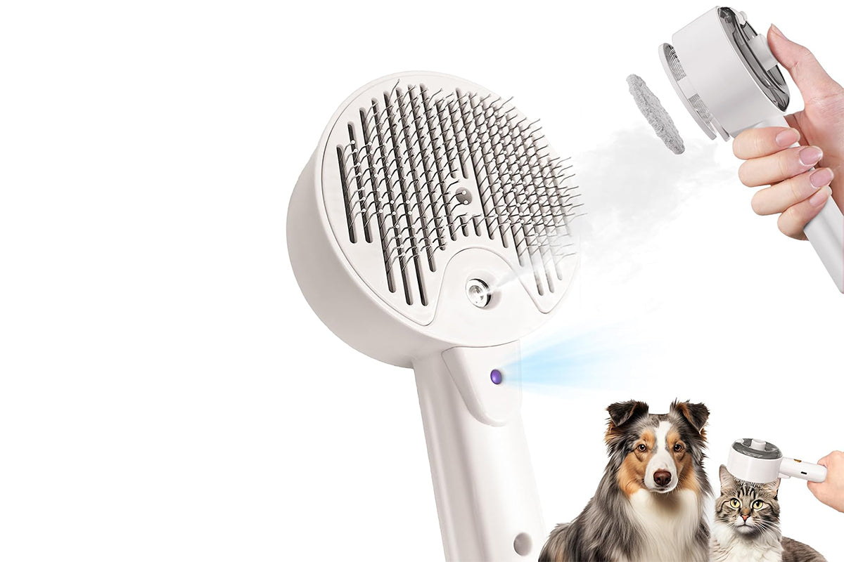 Cat Steam Brush Spray Comb UV Sterilization Cat Hair Crush for Long Short Hair Pets -Pink