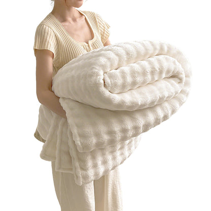 Bubble Fleece Blanket-White