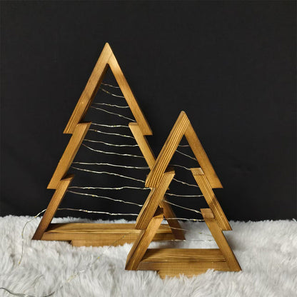 2Pcs Wooden Christmas Tree Decor with Lights Christmas Holiday Decorations