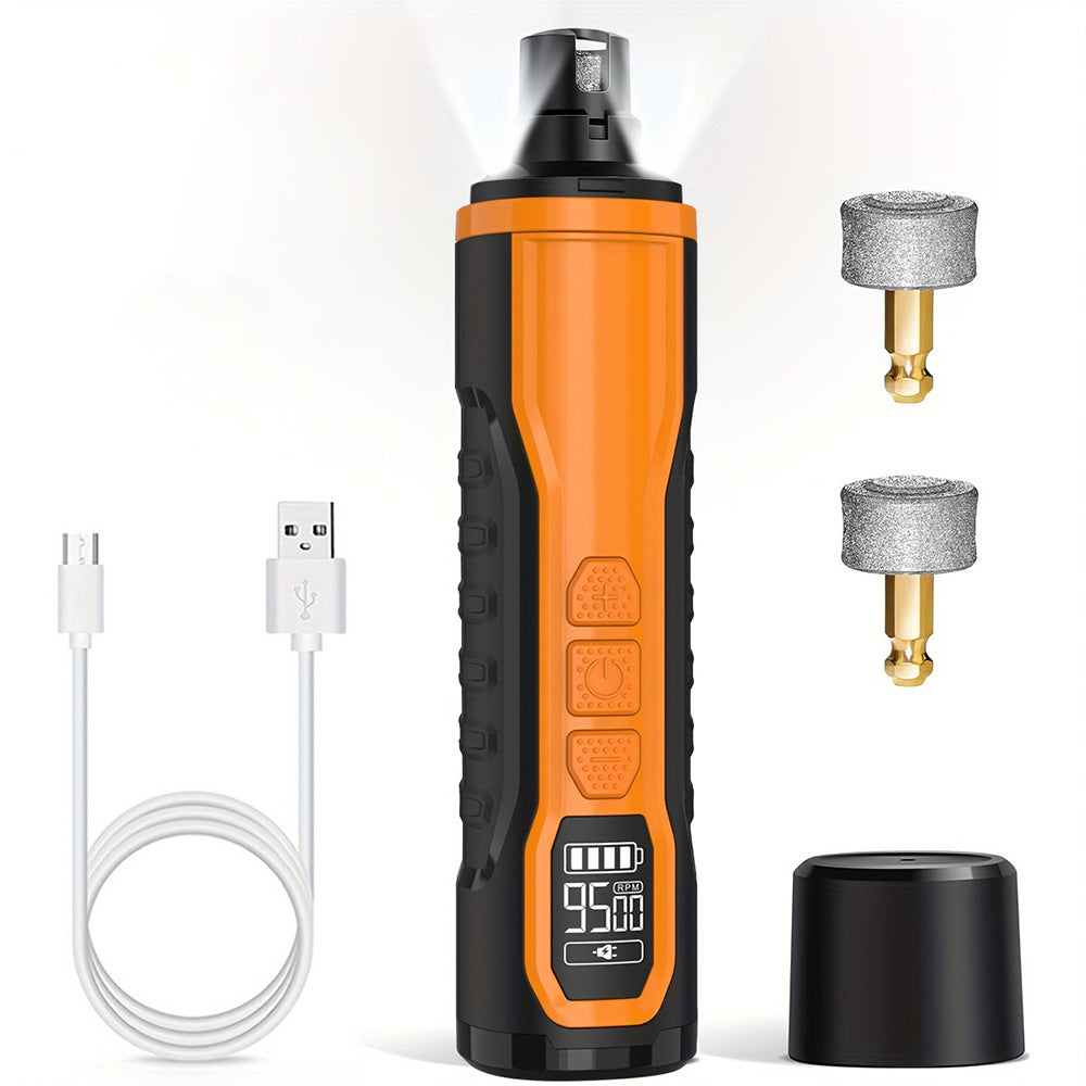 5 Speed Electric Pet Nail Grinder with LED Light 2 Diamond Bits for Cats Dogs