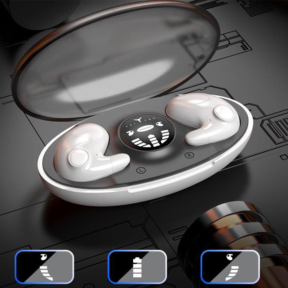 Invisible Sleep Earphone Wireless  Bluetooth 5.3 Headphones Hidden Earbuds with Charging Case White