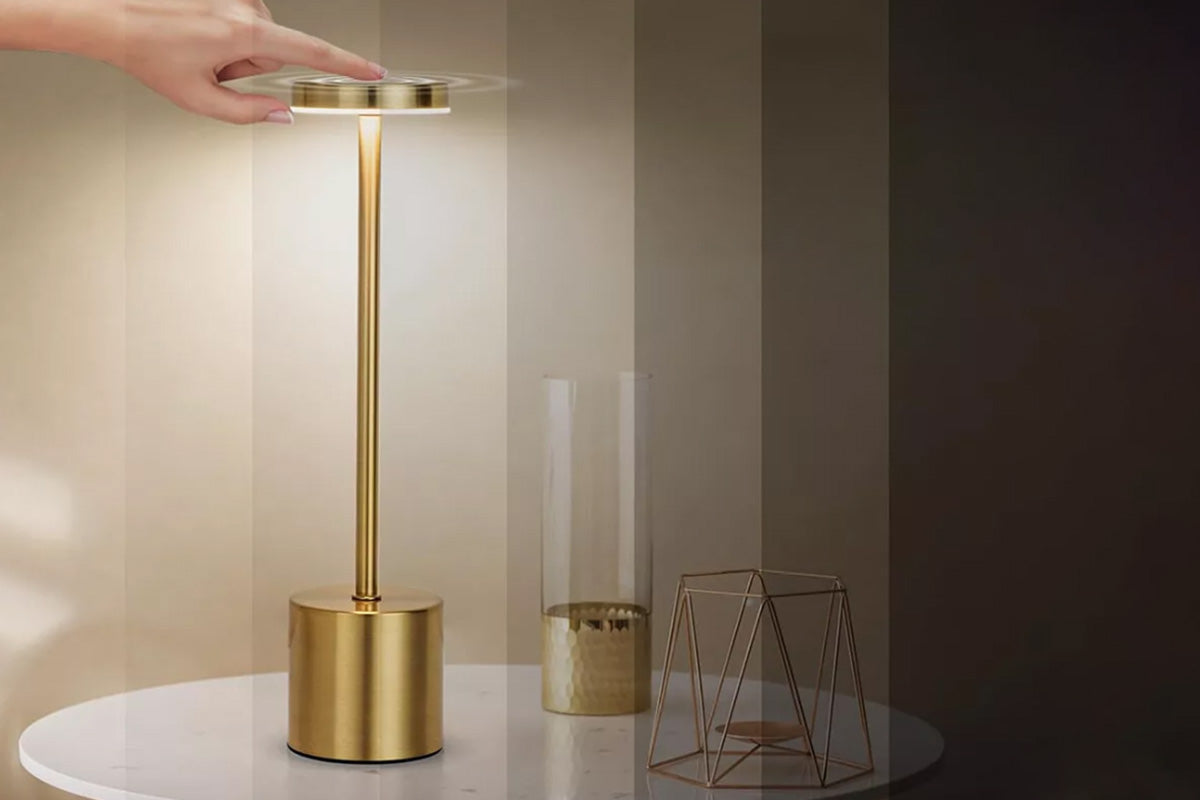 Cordless Table Lamp Portable Touch Sensor LED Desk Lamp Beside Night Light-Golden