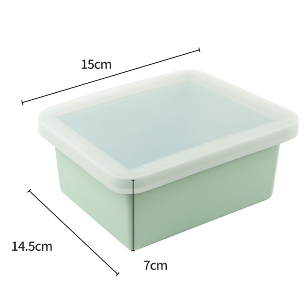 2Pcs Silicone Freezer Trays with Lid Soup Freezer Container Microwave Dishwasher Safe-Green