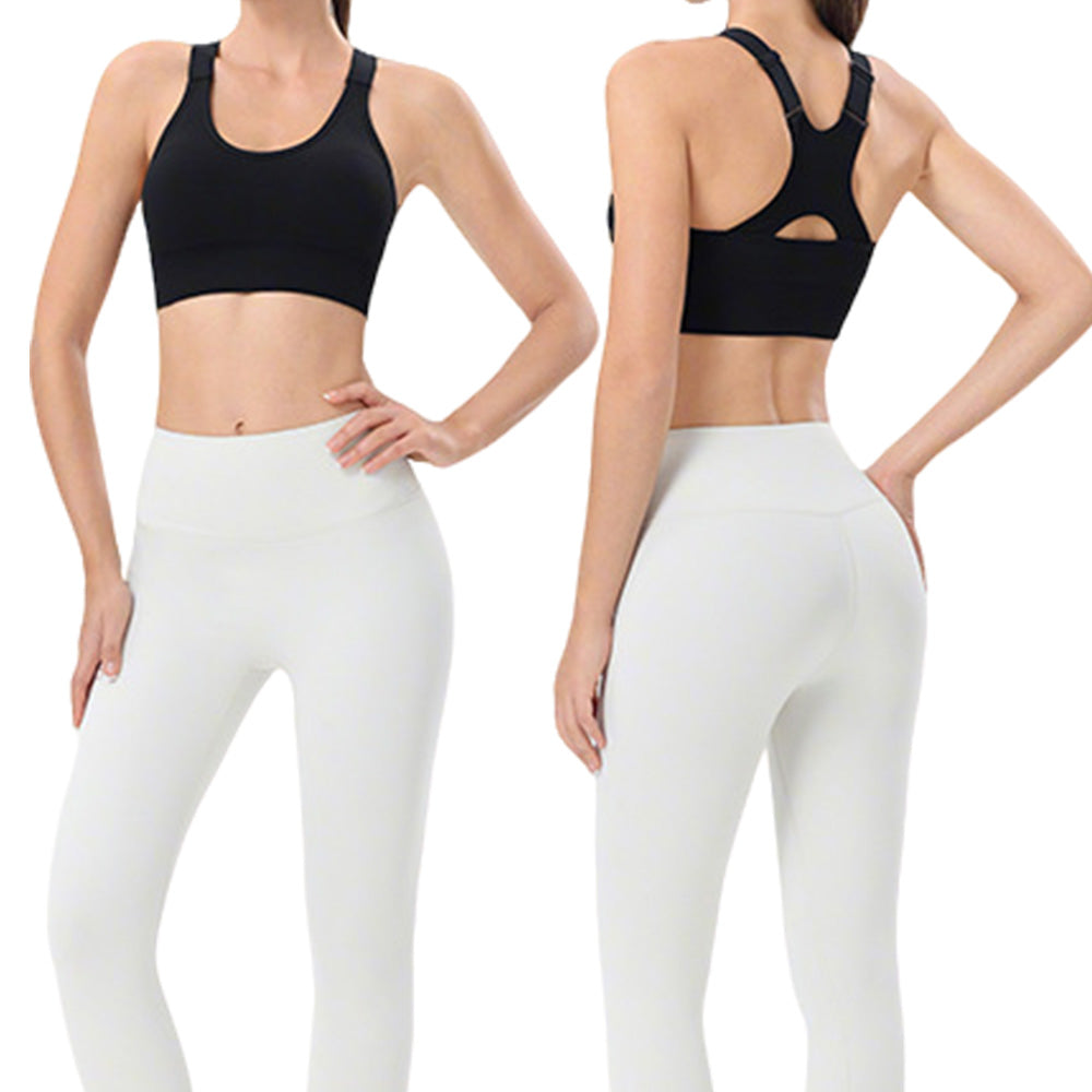 Women Adjustable Sports Bra Wide Strap Design for Running and Gym Fitness-Black