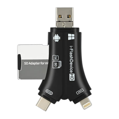 4-in-1 Multi-Port Memory Card Reader â€?USB, USB-C, Micro USB, SD/TF Card Slots and iOS Charging Port Adapter