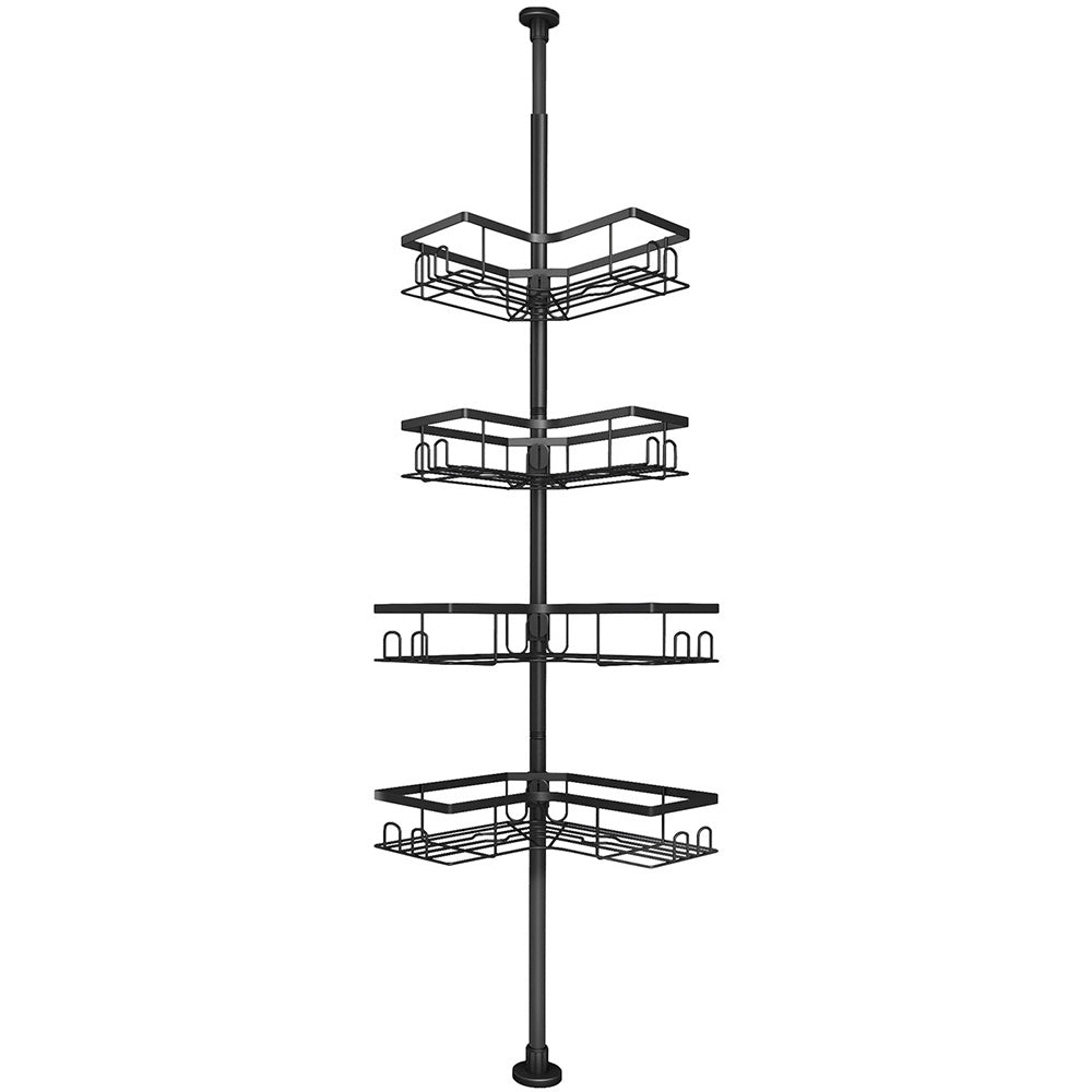 No-Drill Floor-to-Ceiling Corner Shower Caddy Adjustable Bathroom Storage Rack
