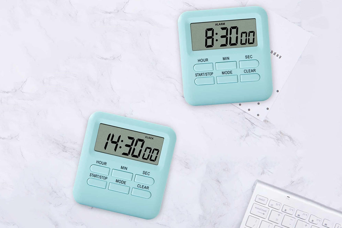 Digital Kitchen Timer LCD Display Cooking Timer with Loud Alarm -Acid Blue