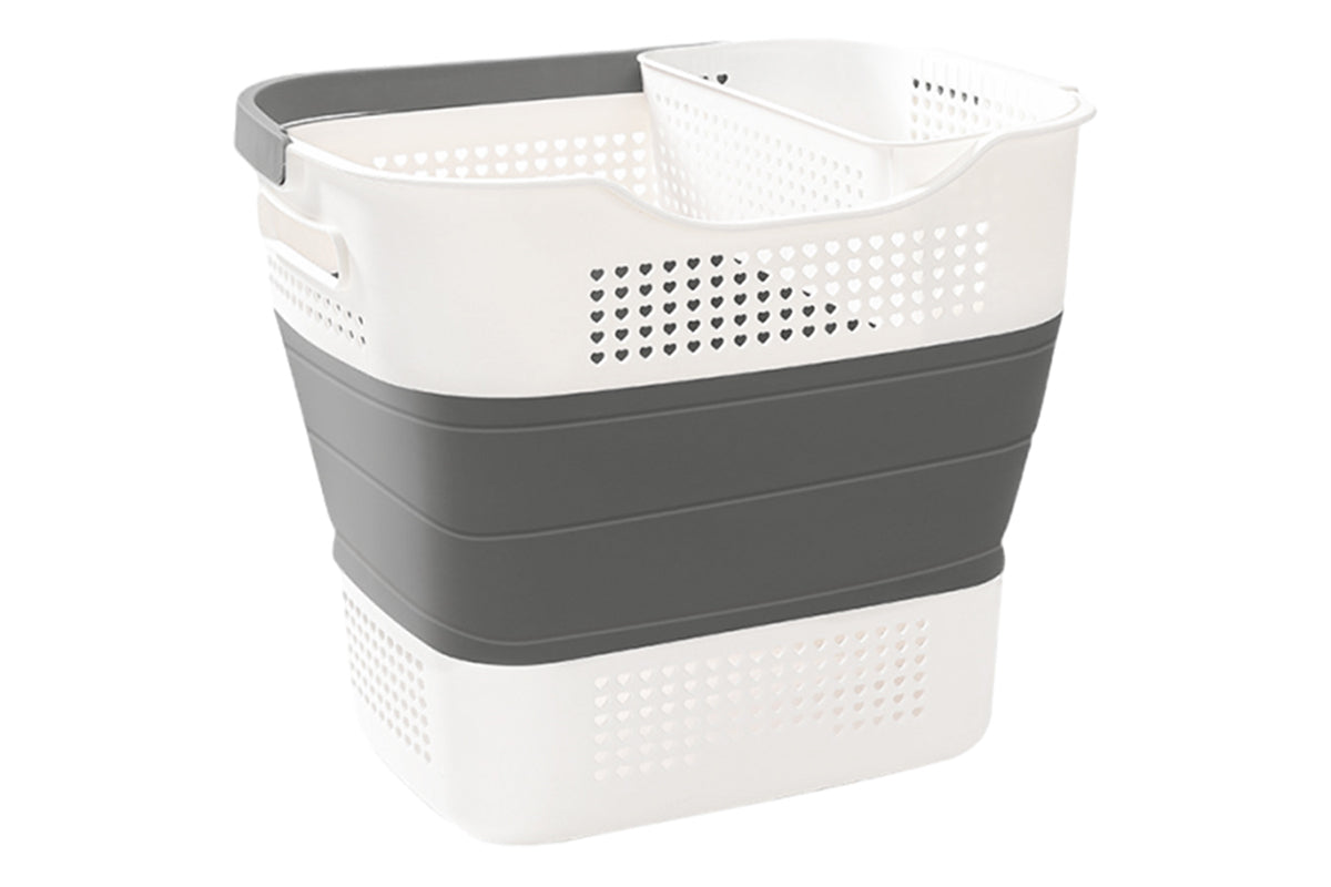 35L Collapsible Laundry Basket Clothes Hamper Washing Cleaning Organizer Bin-Dark Grey