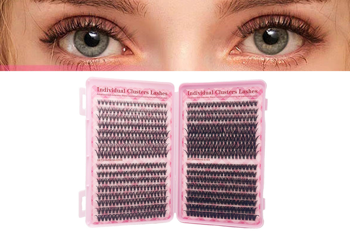 640Pcs Lash Clusters Kit Eyelashes Clusters Kit D Curl Fluffy Wispy False Eyelashes