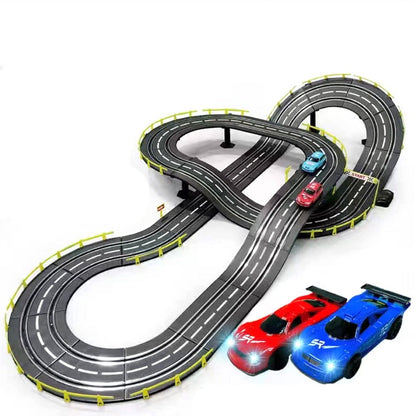 Electronic Slot Car Race Track Set with 2 High-Speed RC Cars Toy Gift for Kids
