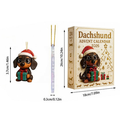 2D Acrylic Dachshund Advent Calendar 24 Days Christmas Countdown for Adults