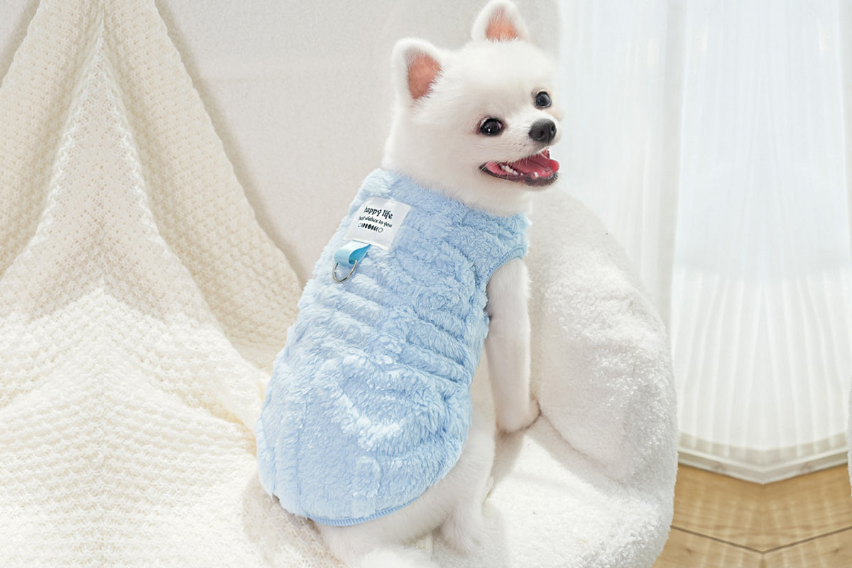 Sherpa Fleece Dog Jumper Sweater with D-Ring for Small Dogs Chihuahua Yorkshire -Blue