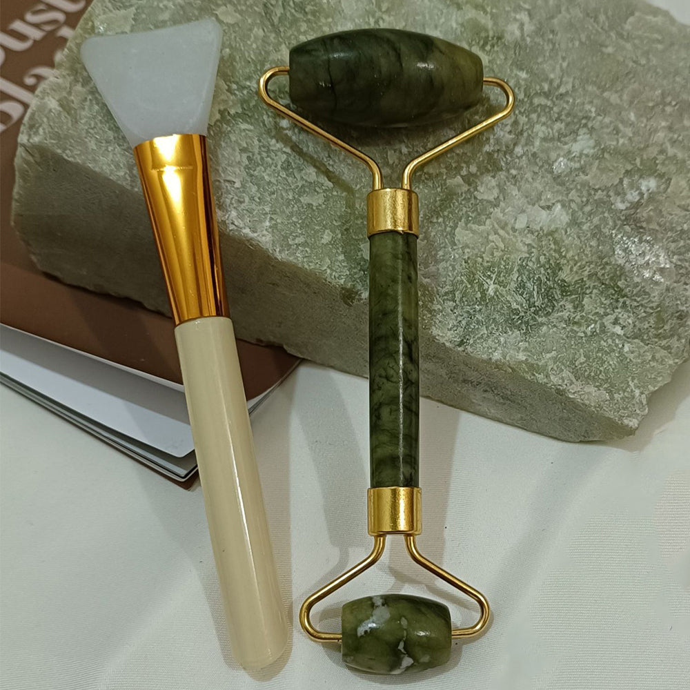 3Pcs Set of Jade Roller and Gua Sha Scraping Face and Body Massager