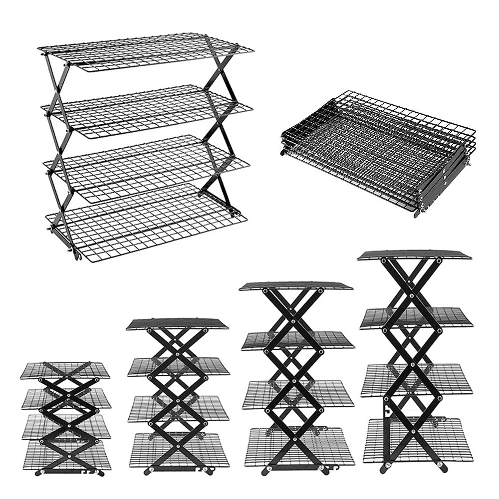 4 Tier Foldable Cooling Rack Stackable Wire Rack for Baking and Cooking