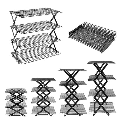 4 Tier Foldable Cooling Rack Stackable Wire Rack for Baking and Cooking