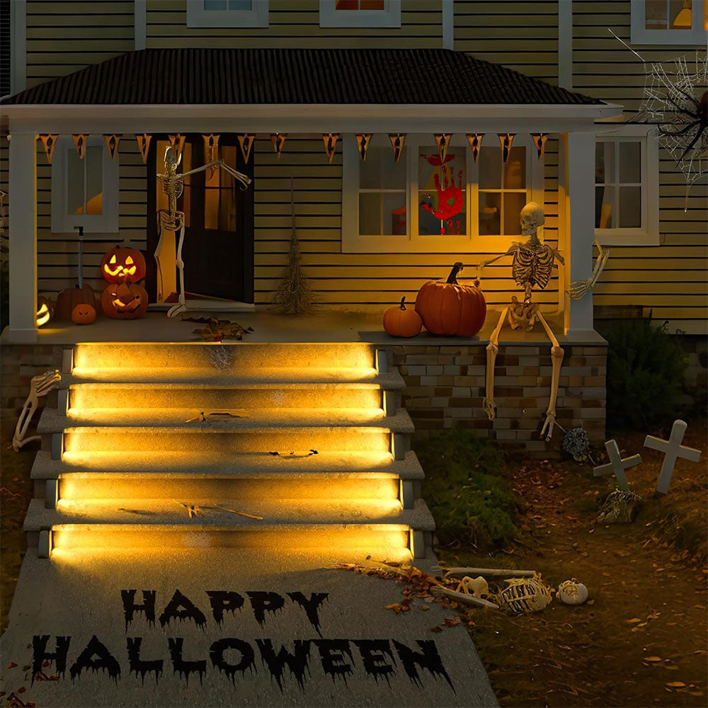 4Pcs Solar Triangle Stair Lights Outdoor Step Lights for Deck Front Porch Patio Decor Warm