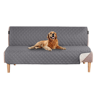 Reversible Futon Sofa Slipcover Armless Sofa Cover Water Resistant Furniture Protector with Elastic Strap Gray