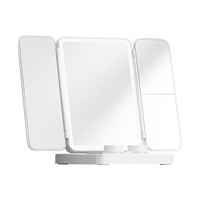 3 in 1 Foldable Makeup Mirror with Lights and Contact Lens Case for Travel