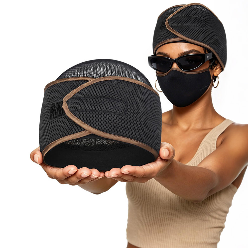 2-in-1 Mesh Sleep Hair Band for Short Hair Overnight - Brown