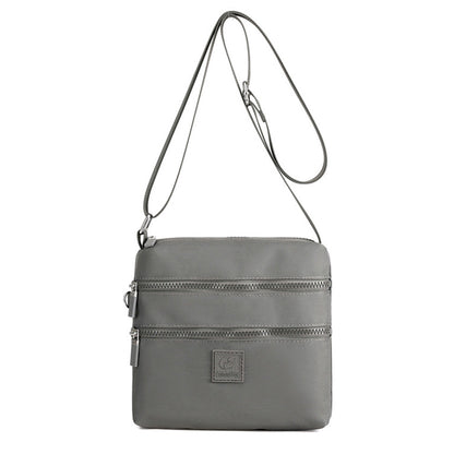 Multipockets Zipper Crossbody Purses Casual Nylon Shoulder Bag for Women Daily Handbag Gray