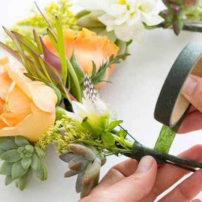 12 Piece Crepe Paper Floral Tape for Bouquet Stem Wrapping - Dark Green