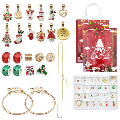 24 DAYS Christmas Advent Countdown Calendar Bracelets Set DIY Charm Bracelet Making Kit for Kids Style 1