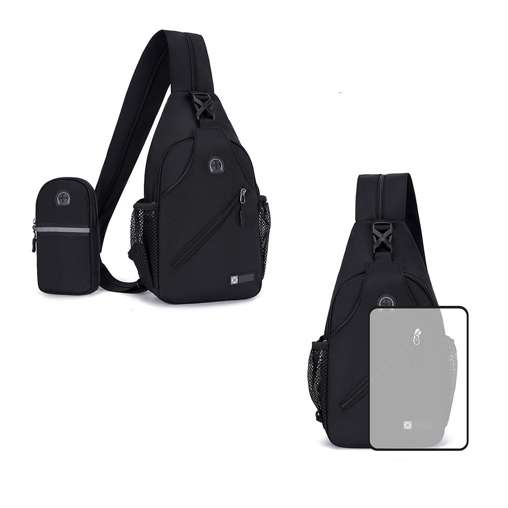Travel Crossbody Chest Bag for Men and Women Adjustable Sling Backpack Black