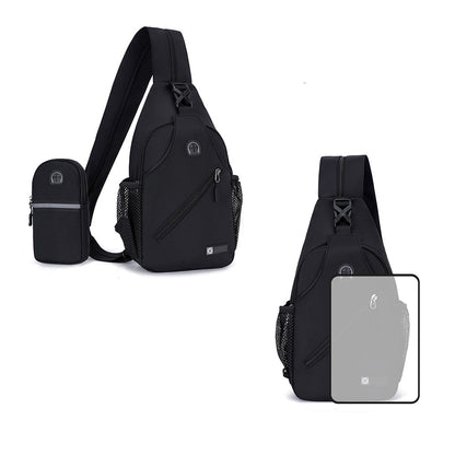 Travel Crossbody Chest Bag for Men and Women Adjustable Sling Backpack Black