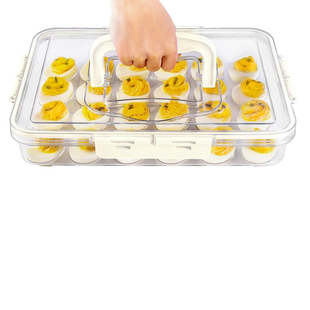 Deviled Egg Containers with Lid and Handle Stackable Egg Tray for Fridge