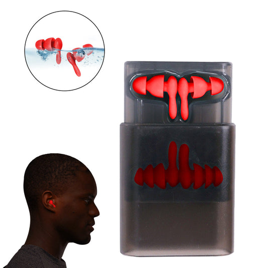 Set of 2 Pairs of Silicone Noise Reduction Earplugs Swimming Sleeping Hearing Protection Earplug Red