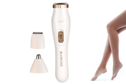 3-in-1 Bikini Electric Trimmer Painless Body Shaver Cordless Facial Hair Remover -White